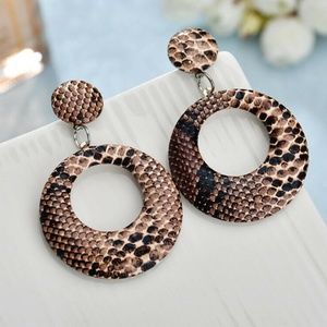 Snake Earrings,  Snake pattern, Hoop Earrings